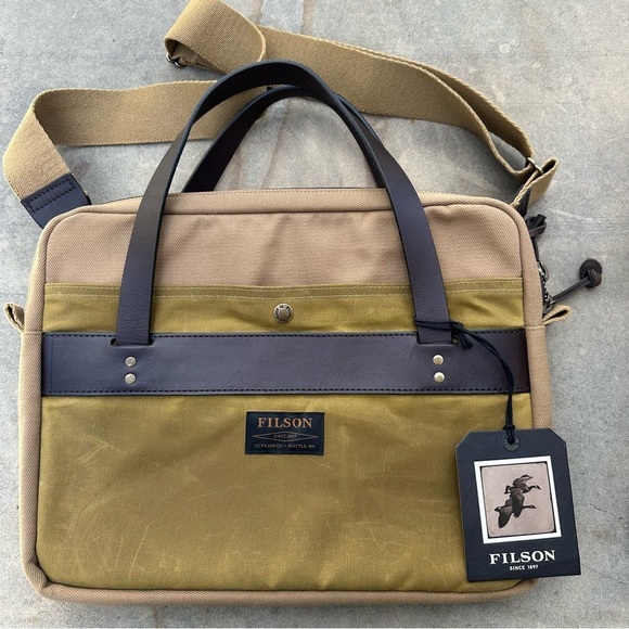 Filson Rugged Twill Tablet Briefcase Heritage Tan Made in USA NEW READ - Picture 2 of 15